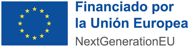 Logo de la Unión Europea con el texto "Financiado por la Unión Europea" y "NextGenerationEU", representando el apoyo financiero para proyectos de desarrollo y recuperación en Europa.